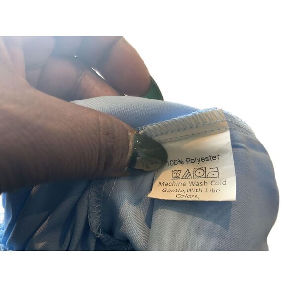 SHEIN Light Blue Bell Sleeves V-Neck Elastic Waist Tie Jumpsuit Size S - Picture 12 of 15